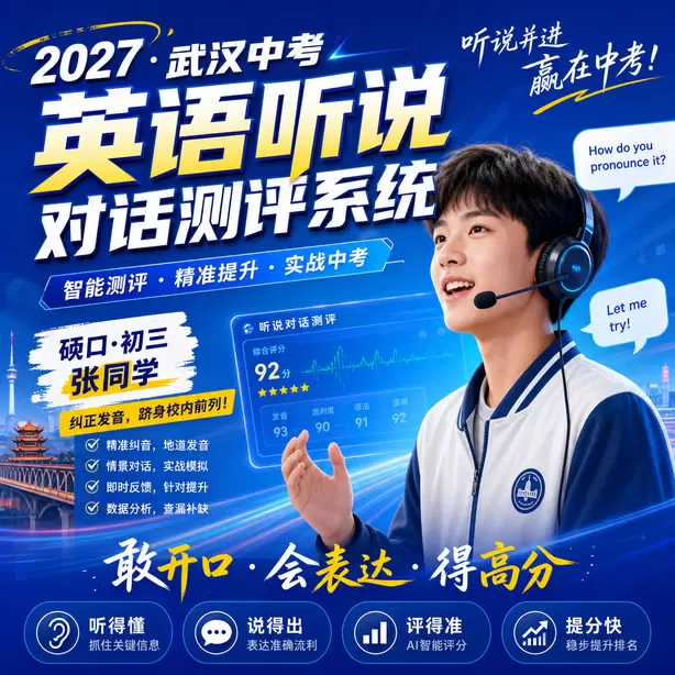 武汉中考英语人机对话每日打卡训练素材硚口&middot;初三张同学（纠正发音，跻身校内前列）